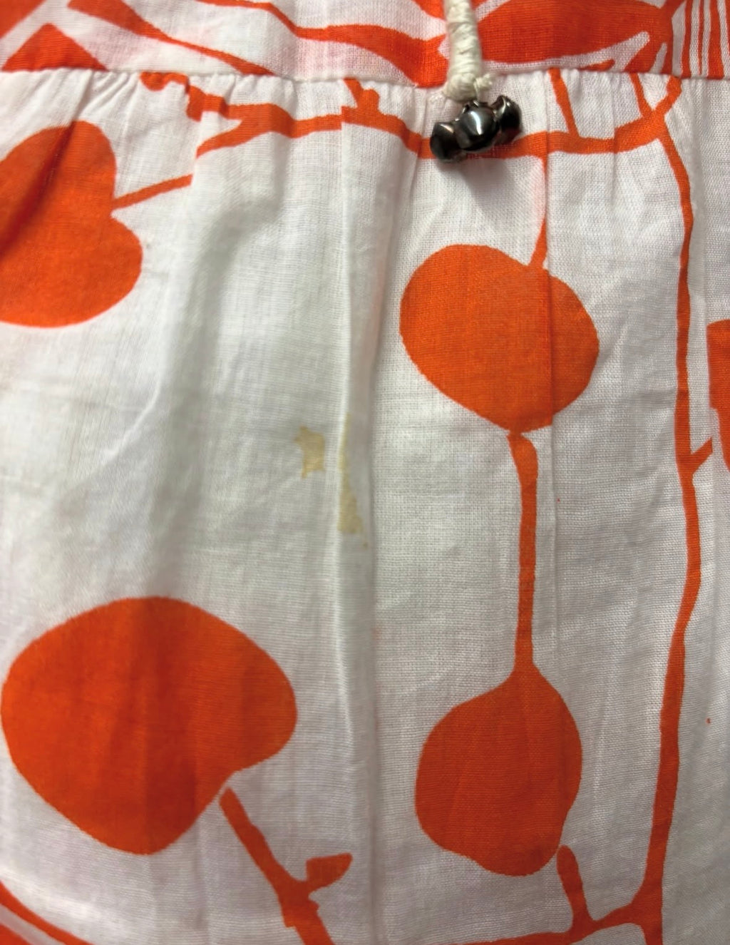 Orange & White Tropical Print Tiered Maxi Skirt with Drawstring Waist