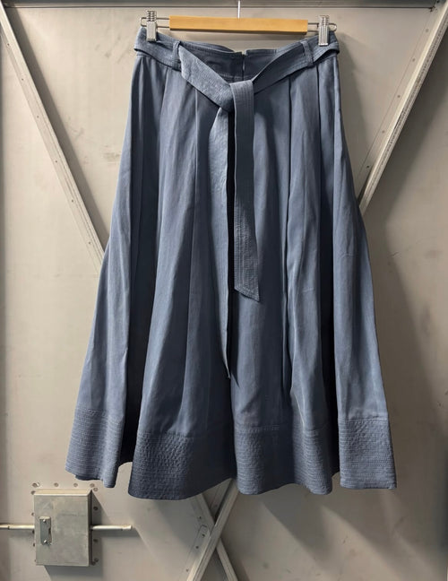 Banana Republic Dusty Blue 100% Lyocell Pleated Midi Skirt with Belt