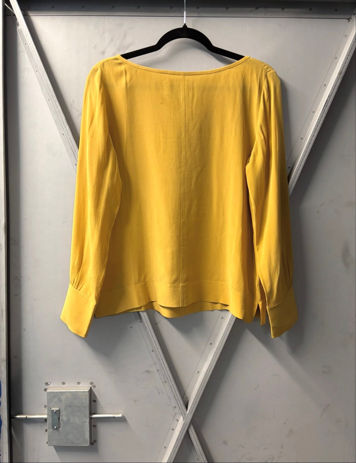 Everlane Mustard Silk Long Sleeve Blouse