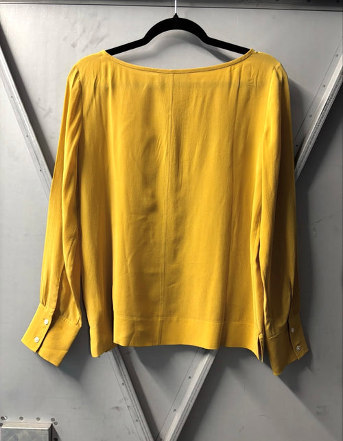 Everlane Mustard Silk Long Sleeve Blouse