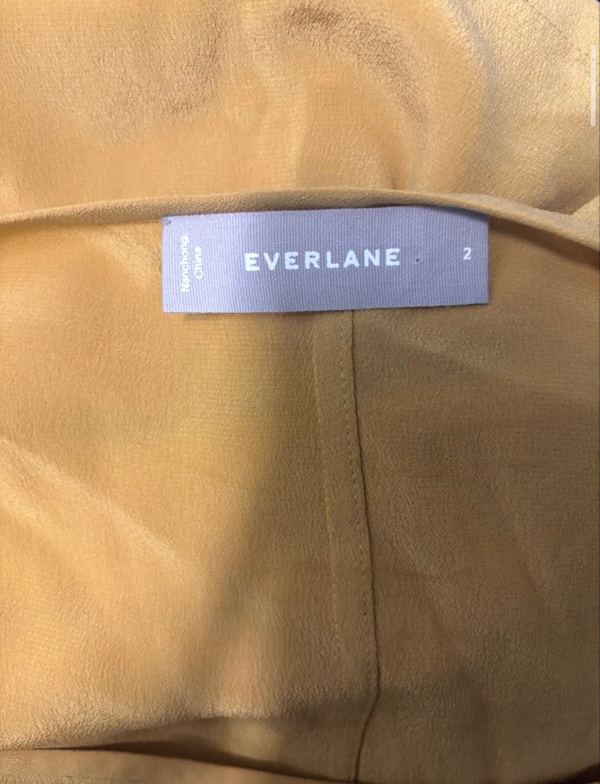 Everlane Mustard Silk Long Sleeve Blouse